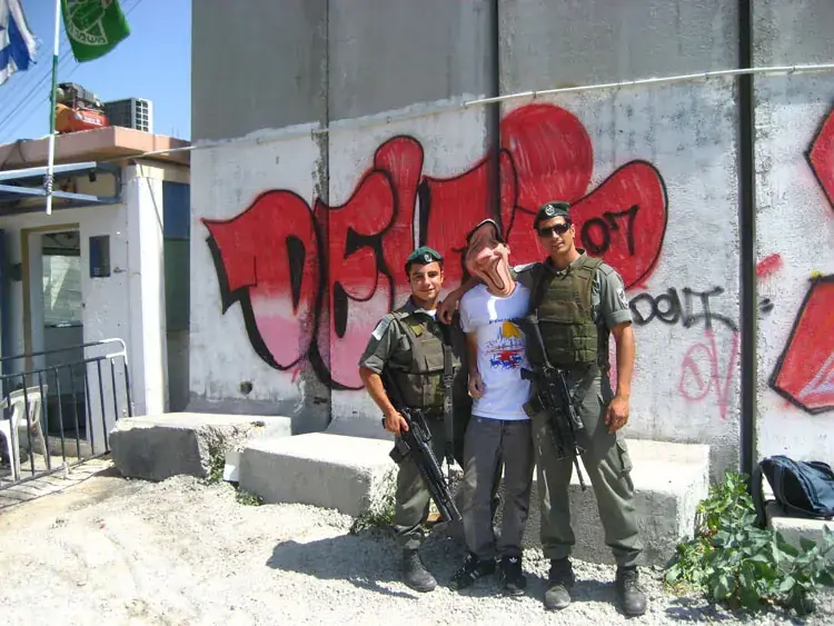 A painted work at a checkpoint in Gaza