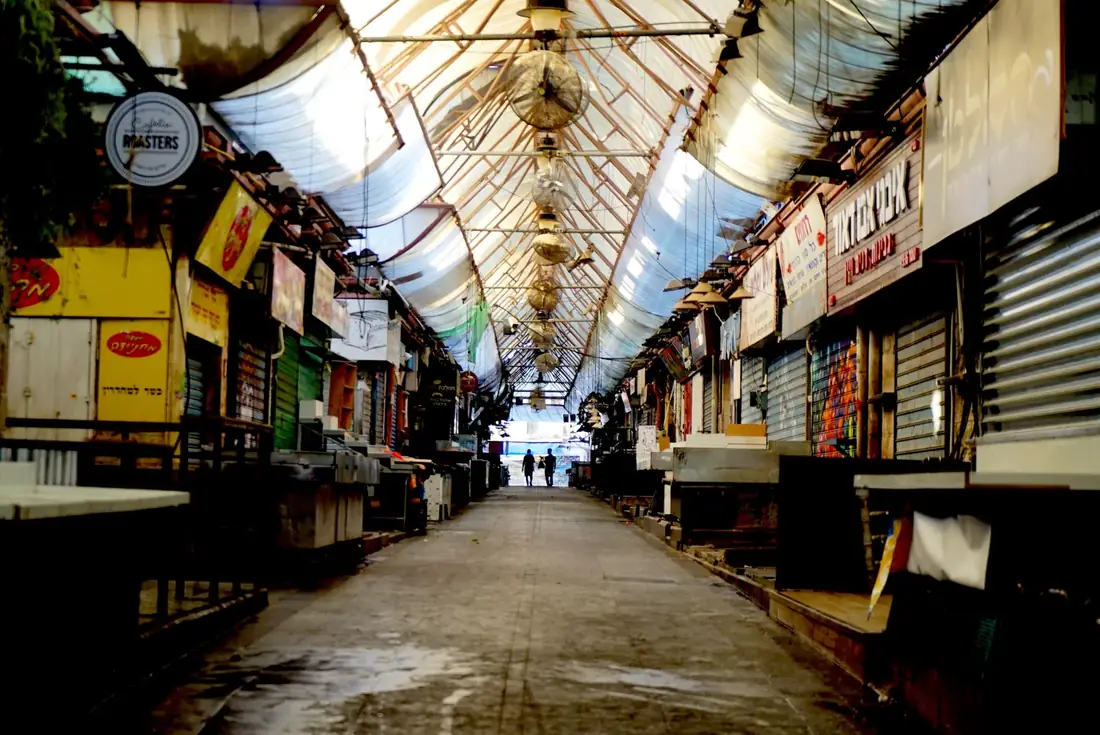 A covered market street in Jerusalem