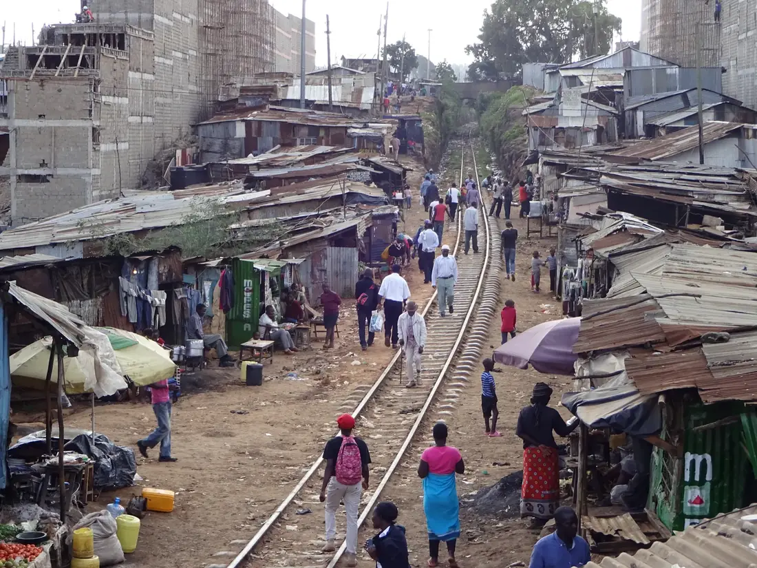 The railway line through Kibera