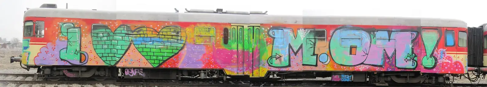 A fully painted train car
