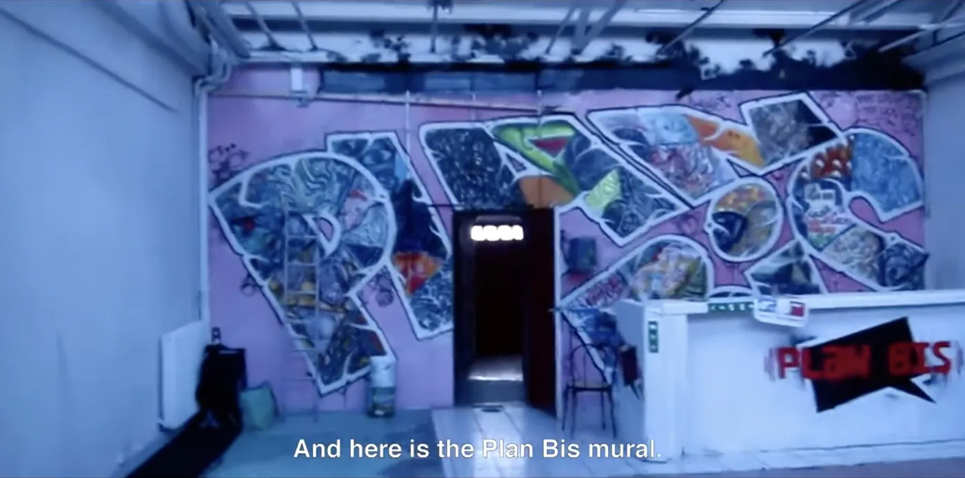 The Plan Bis mural inside the squat